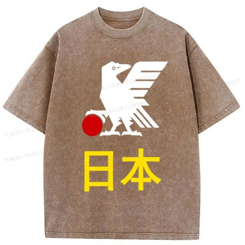 Tokyo-Tiger Japanese Eagle And Sun Washed T-Shirt