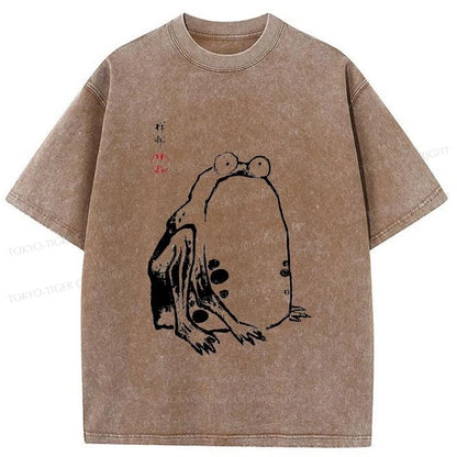 Tokyo-Tiger Grumpy Frog Matsumoto Hoji Washed T-Shirt