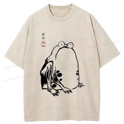 Tokyo-Tiger Grumpy Frog Matsumoto Hoji Washed T-Shirt