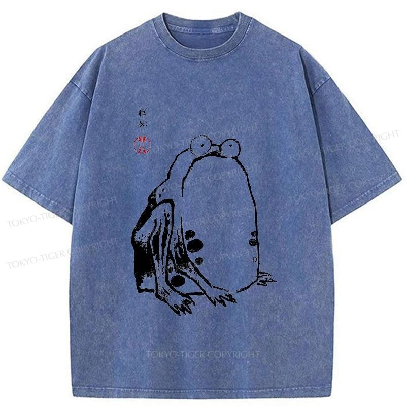 Tokyo-Tiger Grumpy Frog Matsumoto Hoji Washed T-Shirt