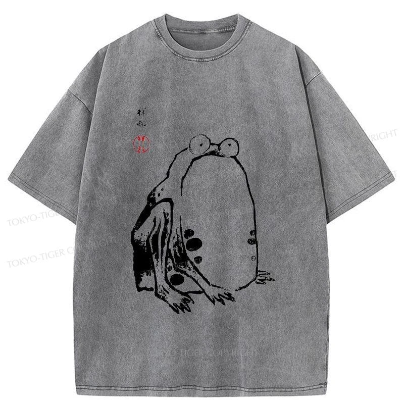 Tokyo-Tiger Grumpy Frog Matsumoto Hoji Washed T-Shirt