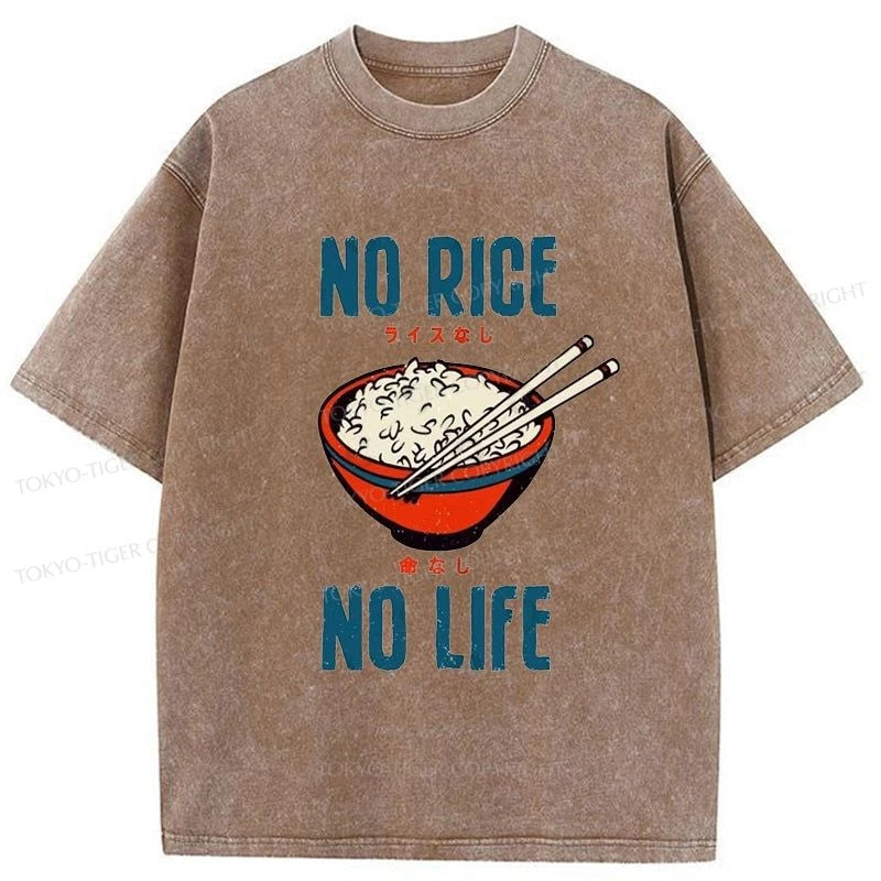 Tokyo-Tiger No Rice No Life Washed T-Shirt