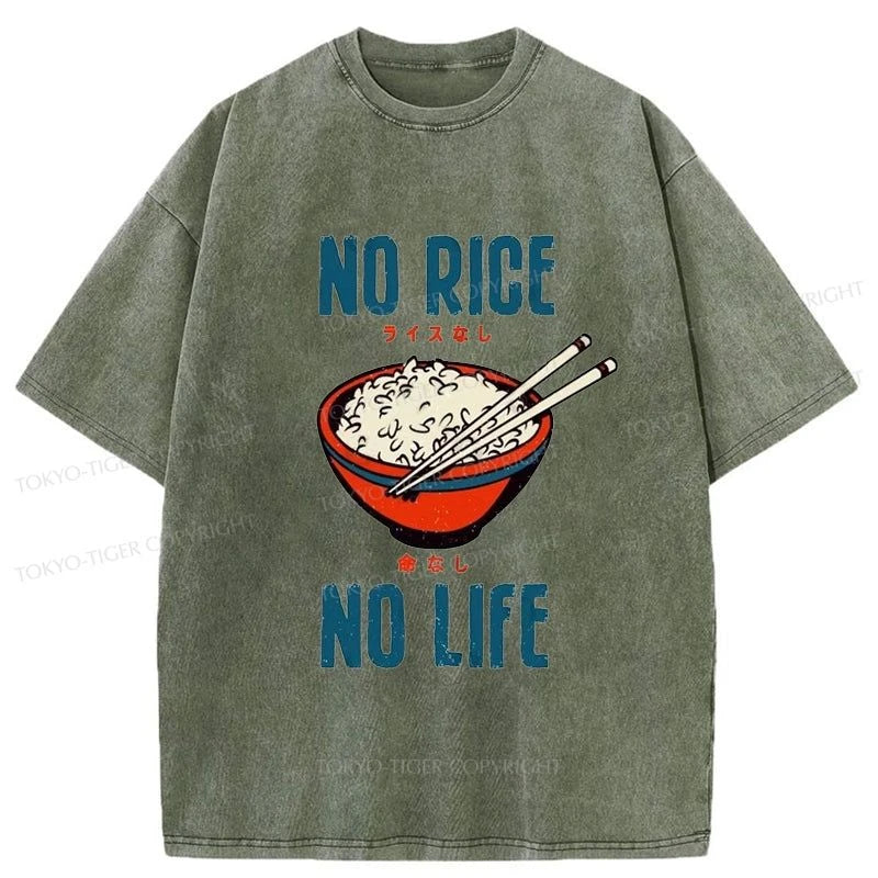 Tokyo-Tiger No Rice No Life Washed T-Shirt