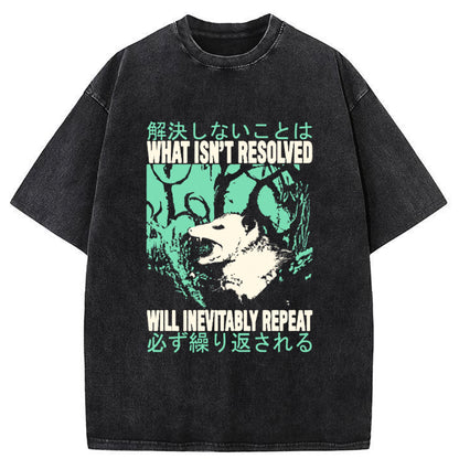 Tokyo-Tiger What Isn't Resolved Opossum Washed T-Shirt