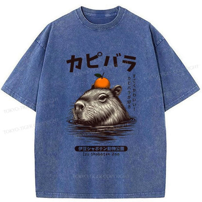 Tokyo-Tiger Capybara Hot Spring Washed T-Shirt