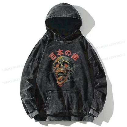 Tokyo-Tiger Terrifying And Disgusting Skull Washed Hoodie