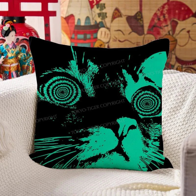 Tokyo-Tiger Cool Cat Japanese Cushion Pillow