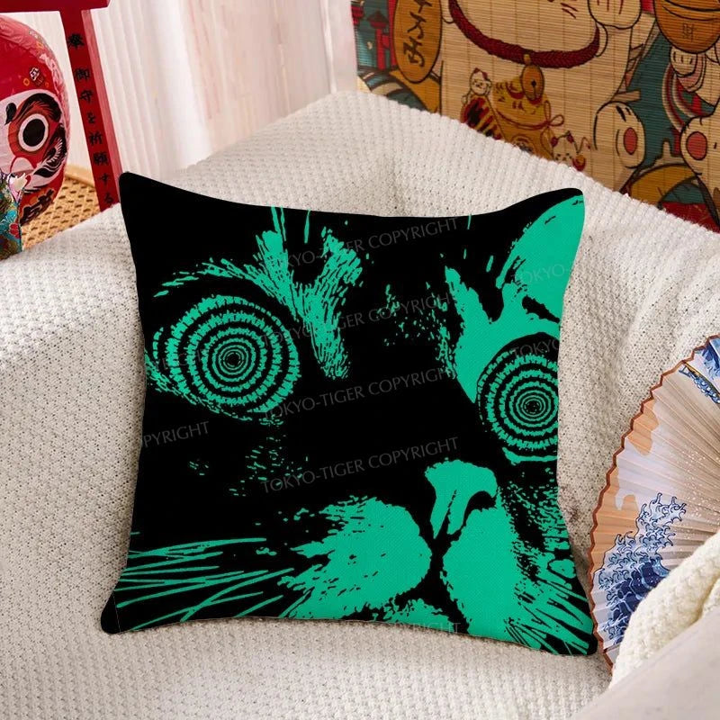 Tokyo-Tiger Cool Cat Japanese Cushion Pillow