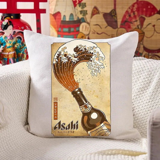 Tokyo-Tiger Asahi Logo Japanese Cushion Pillow