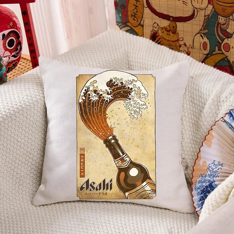 Tokyo-Tiger Asahi Logo Japanese Cushion Pillow