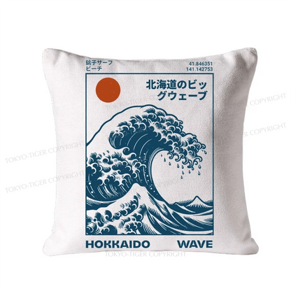 Tokyo-Tiger Hokkaido Wave Japan Cushion Pillow