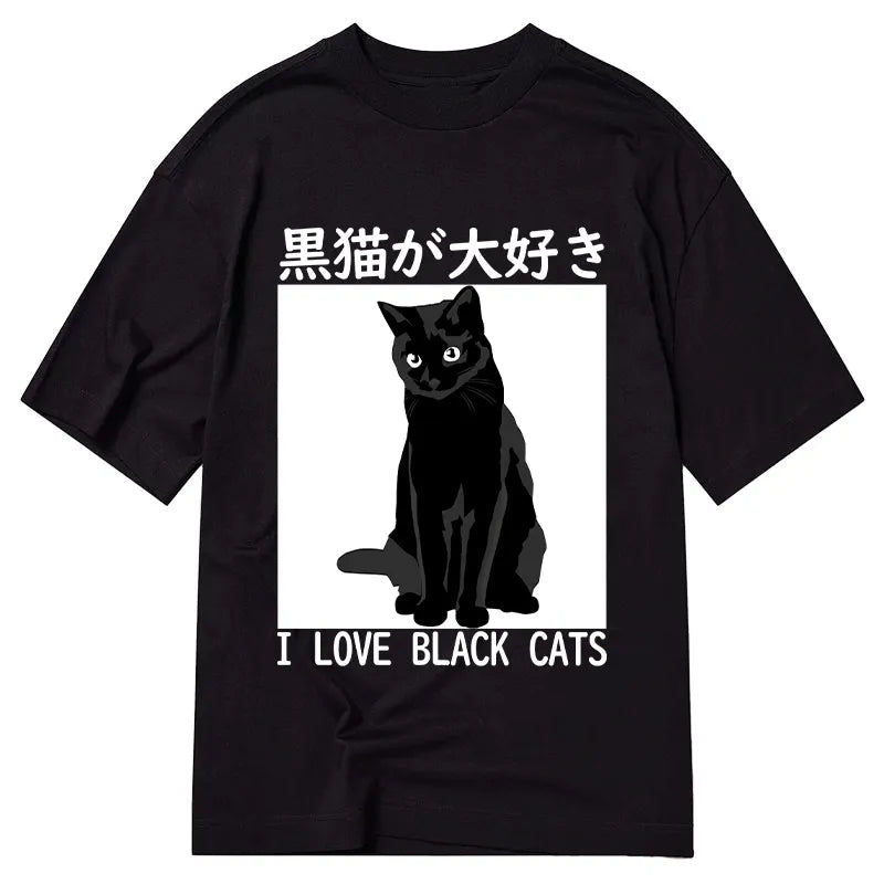Tokyo-Tiger I LOVE BLACK CATS Japanese Classic T-Shirt