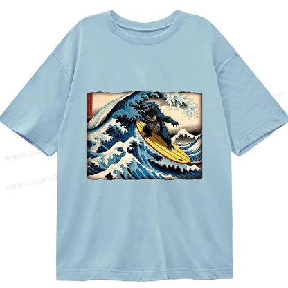 Tokyo-Tiger Dinosaur Surfing Japanese Classic T-Shirt