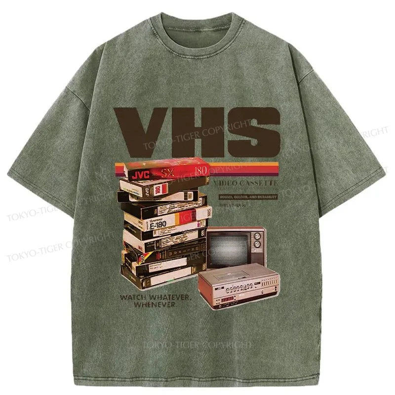 Tokyo-Tiger Vintage VHS Tapes Japanese Washed T-Shirt