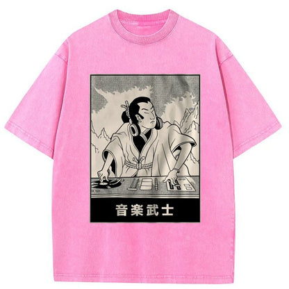 Tokyo-Tiger Samurai DJ Funny Washed T-Shirt