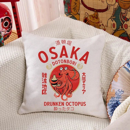 Tokyo-Tiger Drunken Octopus Japan Cushion Pillow