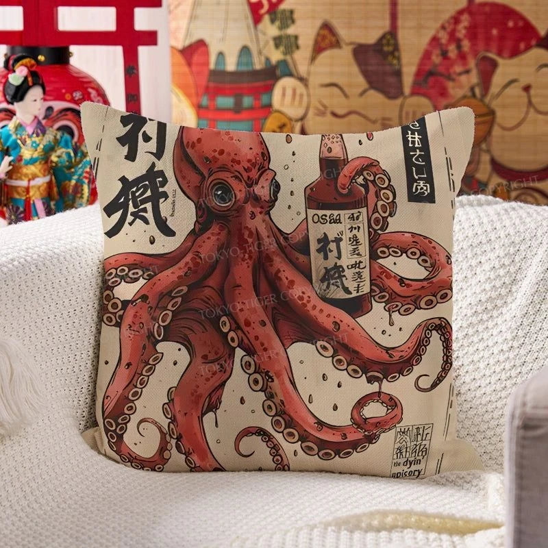 Tokyo-Tiger Osaka Saké Octopus Cushion Pillow