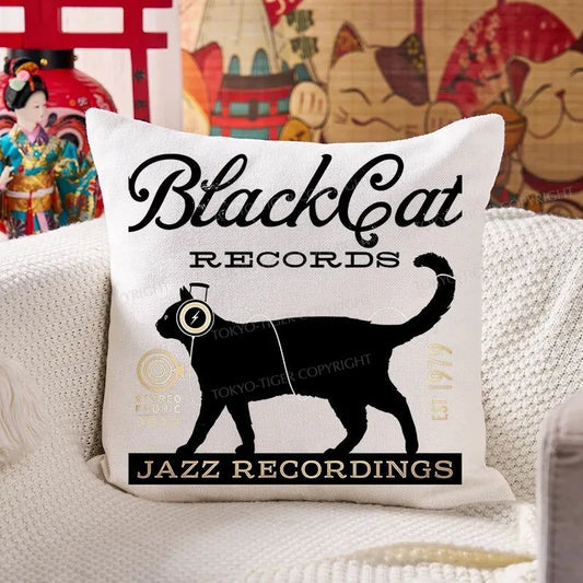 Tokyo-Tiger Black Cat Japan Cushion Pillow