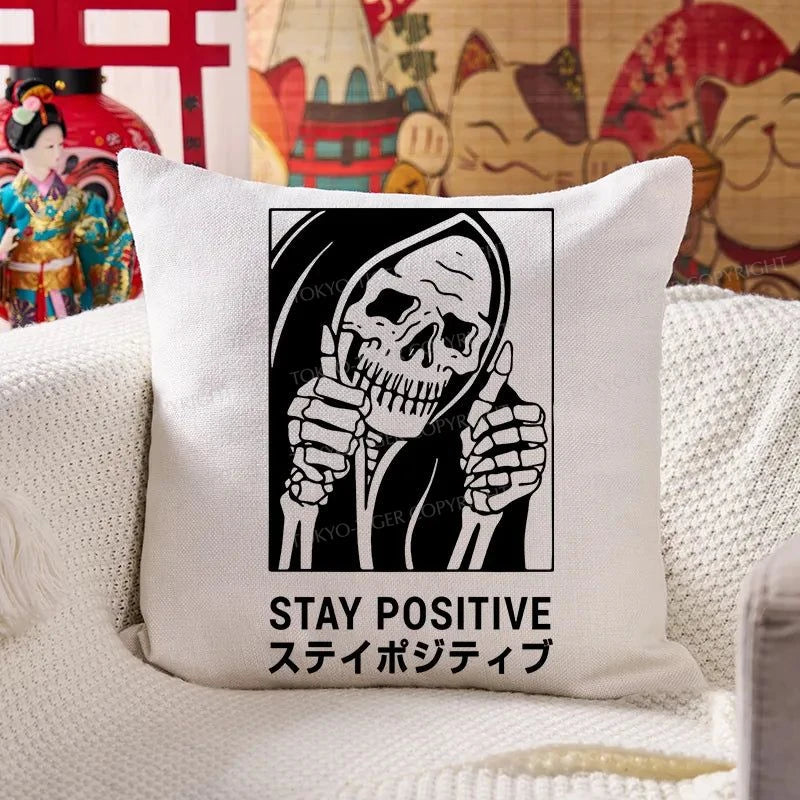 Tokyo-Tiger Stay Positive Skeleton Cushion Pillow