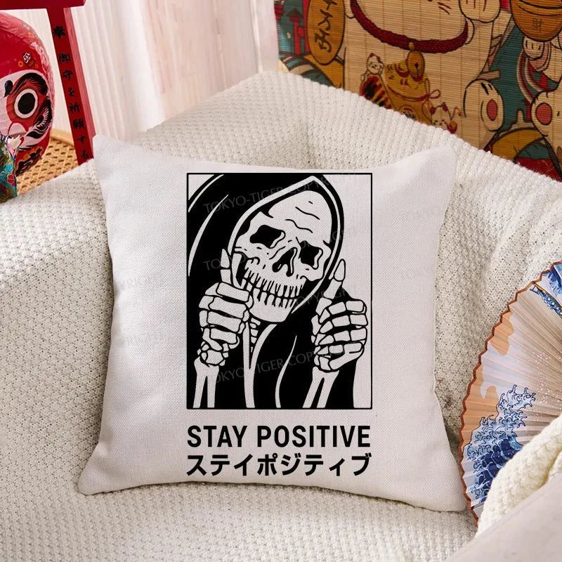 Tokyo-Tiger Stay Positive Skeleton Cushion Pillow