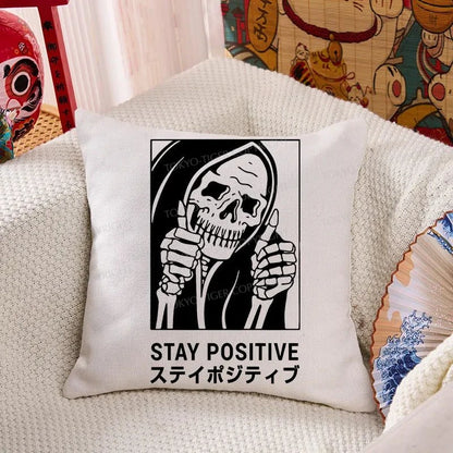 Tokyo-Tiger Stay Positive Skeleton Cushion Pillow