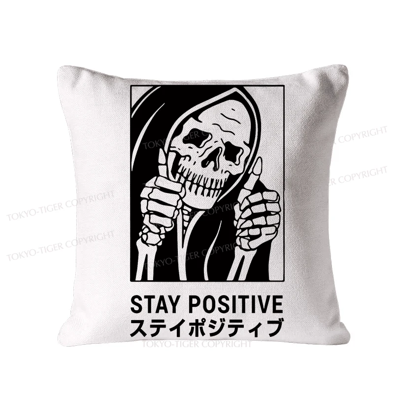 Tokyo-Tiger Stay Positive Skeleton Cushion Pillow