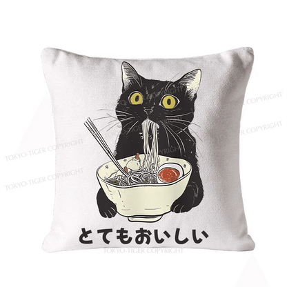 Tokyo-Tiger Cats Eat Ramen Noodles Cushion Pillow