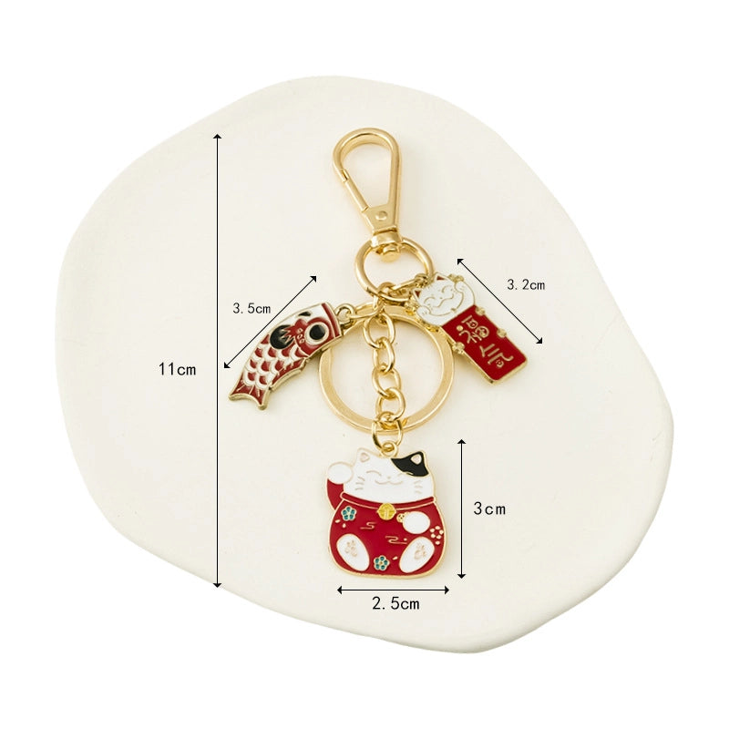 Tokyo-Tiger Blue Get Rich Lucky Cat Keychain