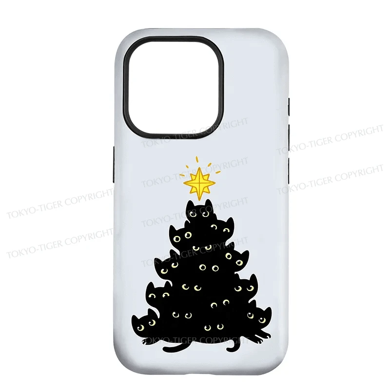 Tokyo-Tiger Black Cat Christmas Tree Phone Case