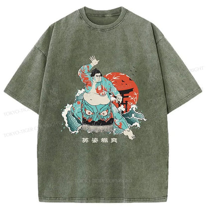 Tokyo-Tiger Japanese Sumo Wrestler Washed T-Shirt