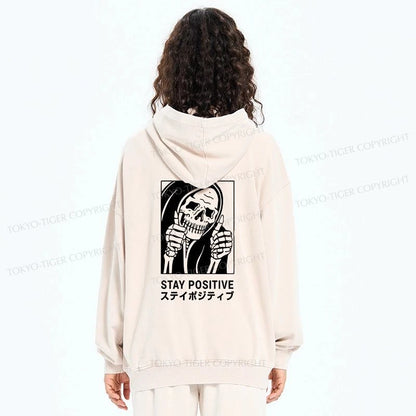 Tokyo-Tiger Stay Positive Skeleton Washed Zip Hoodie