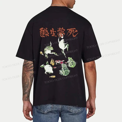 Tokyo-Tiger Japanese Frog Osake Kanji Front Back Classic T-Shirt