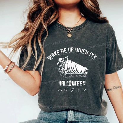 Tokyo-Tiger Wake Me Up When It's Halloween Washed T-Shirt