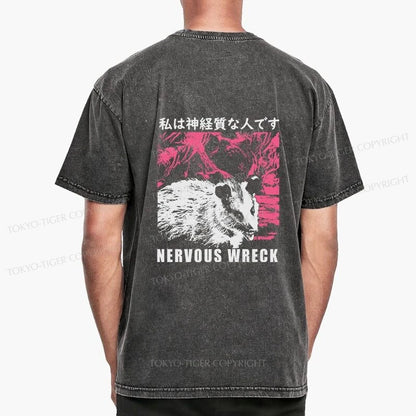 Tokyo-Tiger Nervous Wreck Front Back Washed T-Shirt