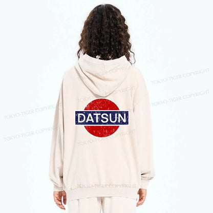 Tokyo-Tiger Datsun Vintage Car Washed Zip Hoodie