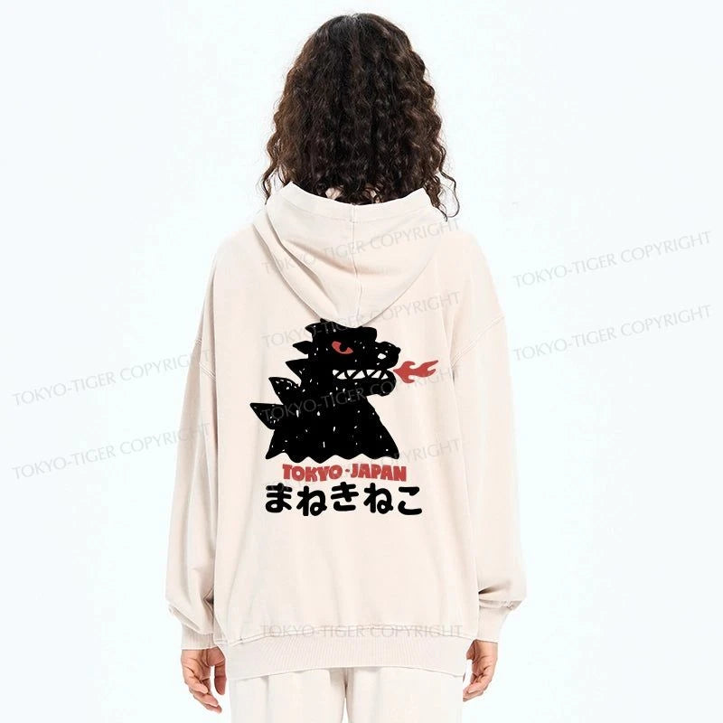 Tokyo-Tiger Japanese Fortune Cat Washed Zip Hoodie