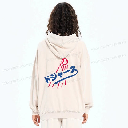 Tokyo-Tiger LA Dodgers Japanese Logo Washed Zip Hoodie