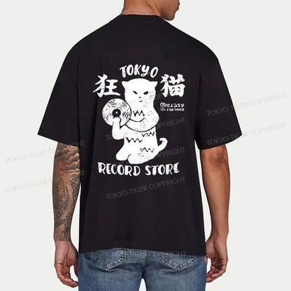 Tokyo-Tiger Tokyo Record Store Cat CD Front Back Classic T-Shirt