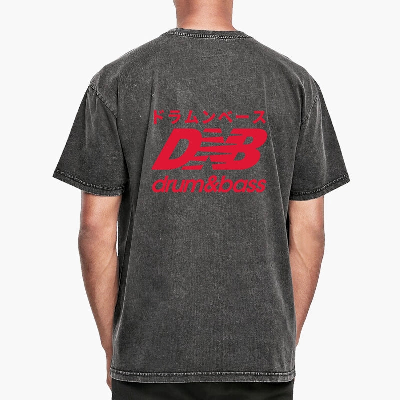 Tokyo-Tiger Drum And Bass Japan Front Back Washed T-Shirt