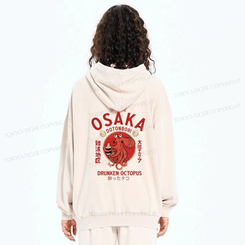 Tokyo-Tiger Drunken Octopus Japan Washed Zip Hoodie