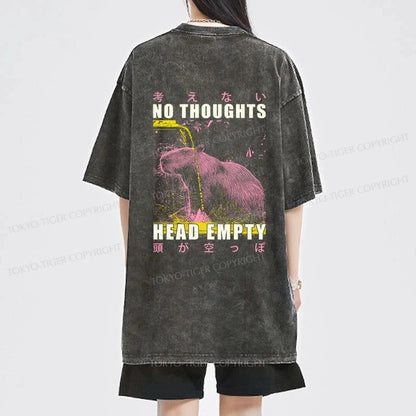 Tokyo-Tiger No Thoughts Head Empty Front Back Washed T-Shirt