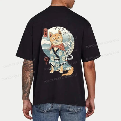 Tokyo-Tiger Samurai Shiba Dog Japanese Front Back Classic T-Shirt