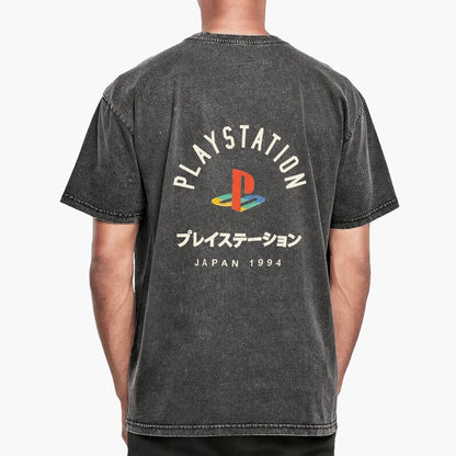 Tokyo-Tiger PlayStation Logo Japan Front Back Washed T-Shirt