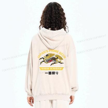 Tokyo-Tiger Kirin Ichiban Beer Logo Japanese Washed Zip Hoodie