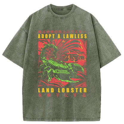 Tokyo-Tiger Adopting A Land Lobster Japanese Washed T-Shirt