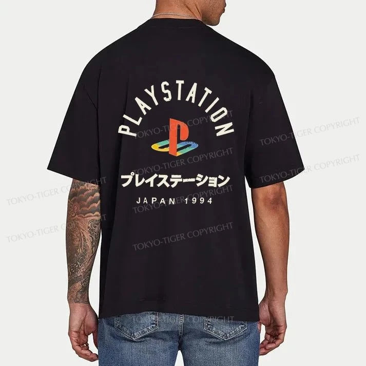 Tokyo-Tiger PlayStation Logo Japan Front Back Classic T-Shirt