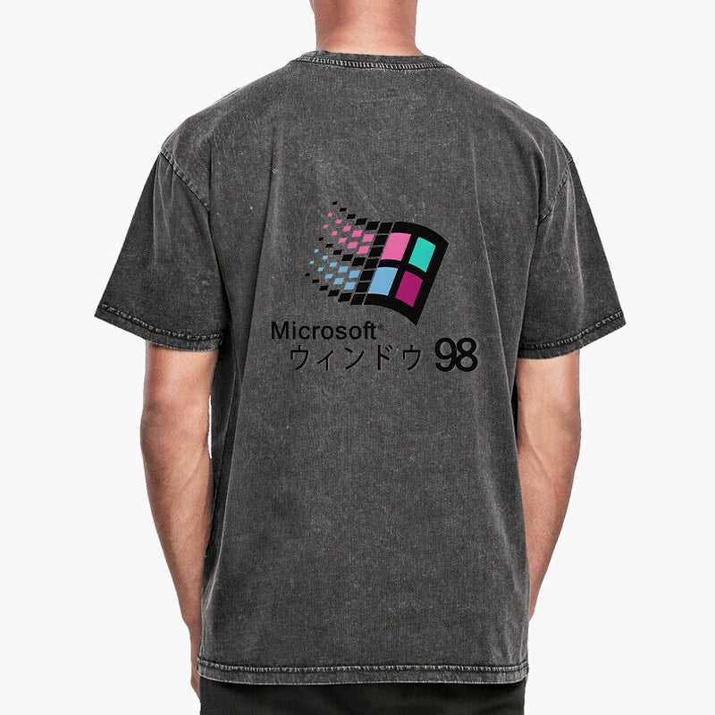 Tokyo-Tiger Microsoft Windows 98 Front Back Washed T-Shirt