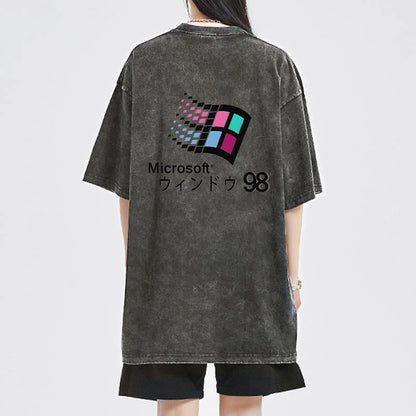 Tokyo-Tiger Microsoft Windows 98 Front Back Washed T-Shirt