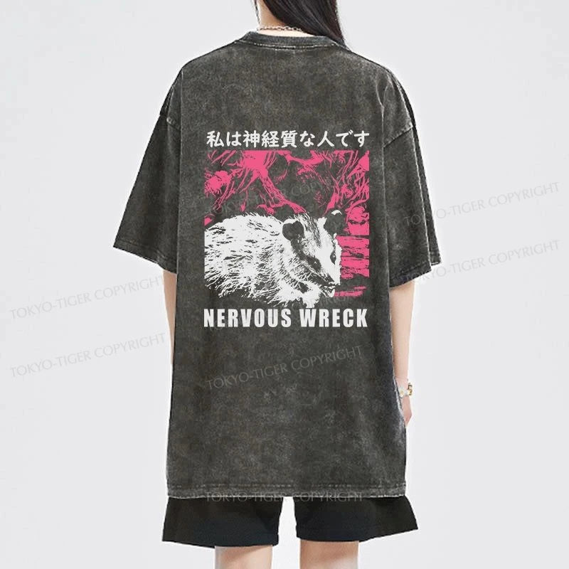 Tokyo-Tiger Nervous Wreck Front Back Washed T-Shirt