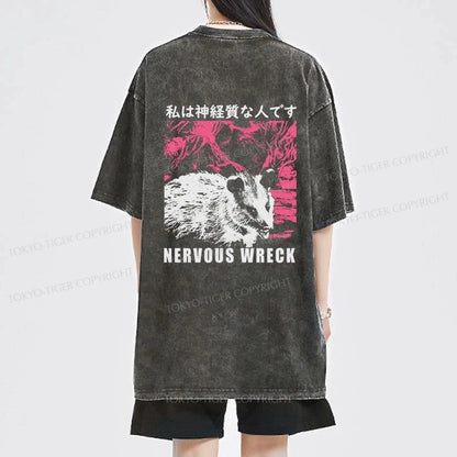 Tokyo-Tiger Nervous Wreck Front Back Washed T-Shirt